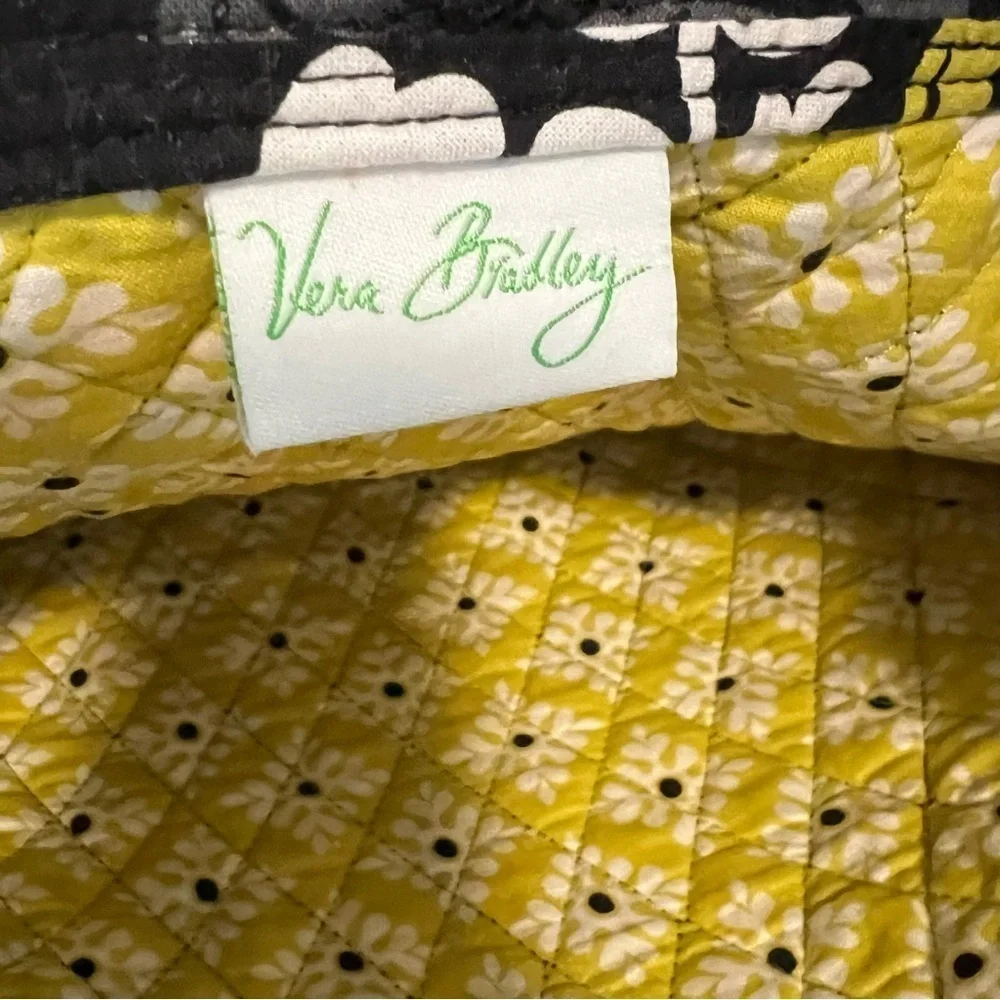 VERA BRADLEY Baroque 2010 Holiday Tote Black Yellow White Snap Close Y2K Satchel